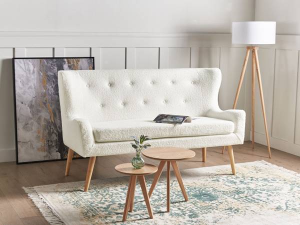 2-Sitzer Sofa SKIBBY Braun - Weiß - Naturfaser - 160 x 95 x 60 cm