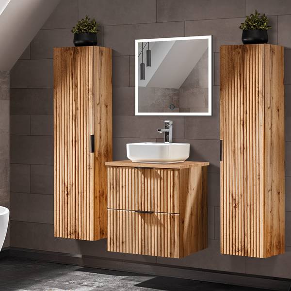 Badmöbel-Set ADELAIDE-56-99 4er-Set Braun - Holzwerkstoff - 160 x 200 x 47 cm