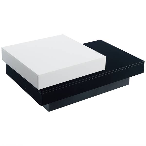 Drehbar Couchtisch Ourea Ⅱ Schwarz - Weiß - Holzwerkstoff - 60 x 36 x 103 cm
