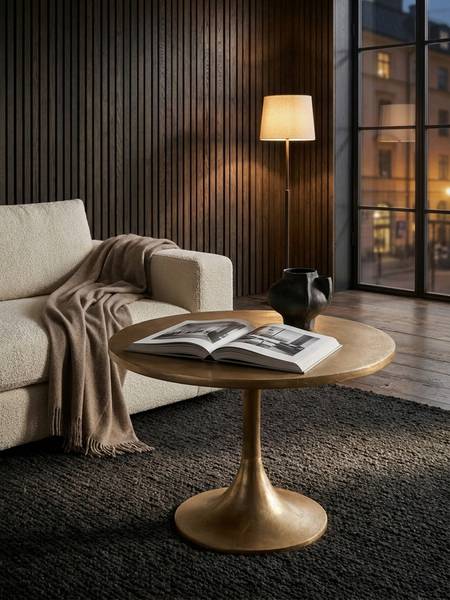 Couchtisch LUNIGIANA mit Sockelfuß Gold - Aluminium - 60 x 47 x 60 cm