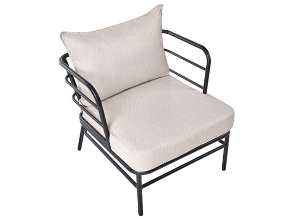 Sitzgruppe PONZONE 3-tlg Beige - Schwarz - Metall - 79 x 80 x 79 cm