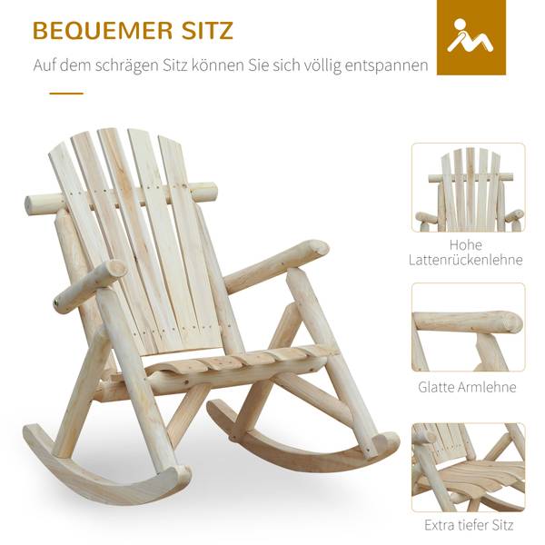 Schaukelstuhl 84A-046 Braun - Massivholz - 66 x 98 x 96 cm