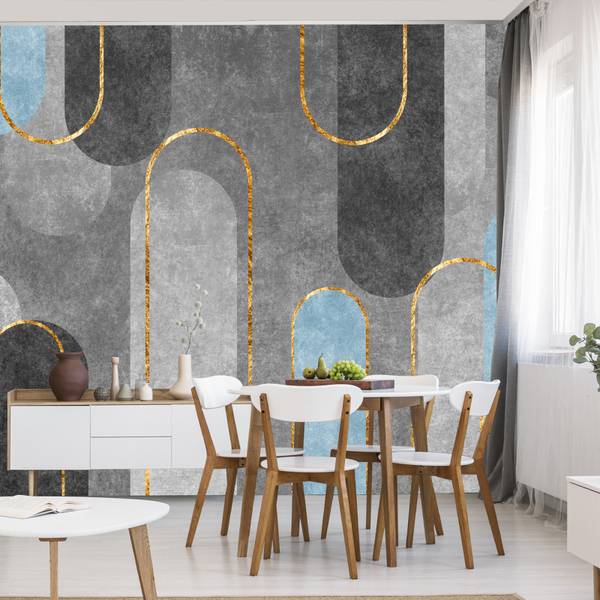 Vlies-Fotobehang ABSTRACTIE Glamour blauw - 300 x 210 x 210 cm