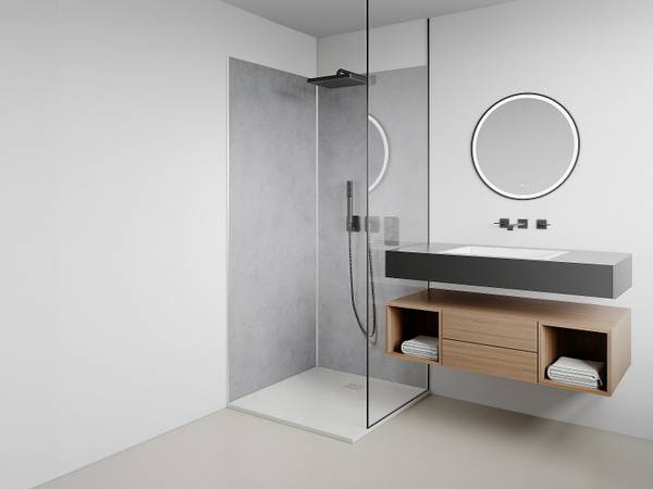 Wandpaneele für Dusche ARFINO 2er-Set Grau - Metall - Kunststoff - 90 x 210 x 90 cm