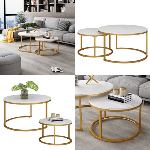 Couchtisch-Set Montreal 41523 Gold - Reinweiß