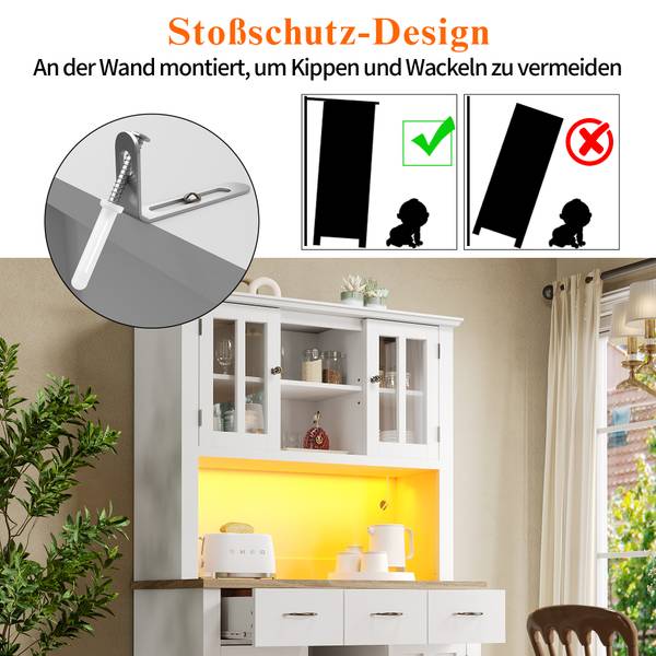 Buffetschrank GLOWGlass Ⅵ Weiß - Stahl - Klarglas - 106 x 180 x 40 cm