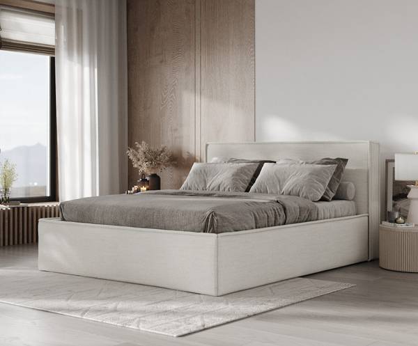 Polsterbett Sato mit Stauraum 200x200 Creme - Liegefläche Breite: 200 cm