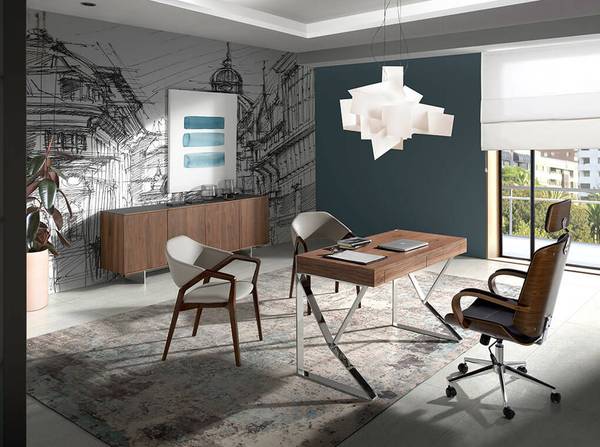 Bürotisch 3015 Braun - Walnuss - Stahl - 120 x 76 x 61 cm