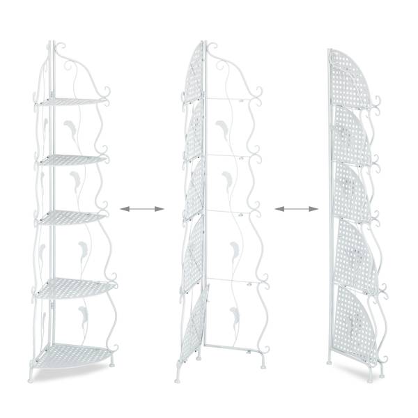 Plantenrek hoek met 5 etages wit wit - staal - 30 x 136 x 30 cm