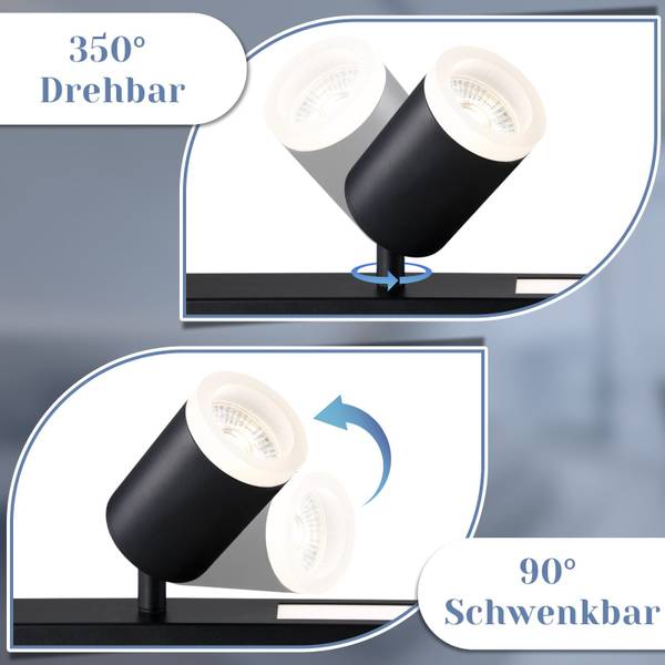 Plafondlamp Karyl II met 4 lichtbronnen zwart - kunststof - 5 x 15 x 110 cm