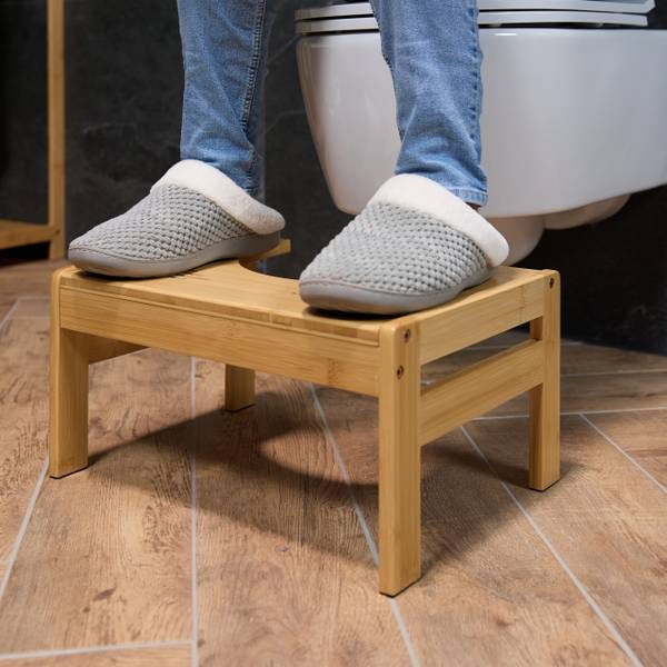 Toilettenhocker aus Bambus Braun - Silikon - 42 x 21 x 30 cm