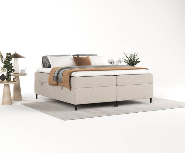 Premium Boxspringbett Theo Hellbraun - Liegefläche Breite: 160 cm