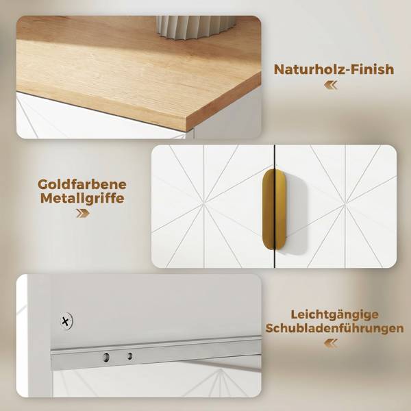 Sideboard 838-582V90WT Weiß - Holzwerkstoff - 60 x 82 x 32 cm