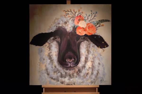 Acrylbild Handgemalt Lebensstil Zam Beige - Schwarz - Baumwollstoff - 80 x 80 x 4 cm