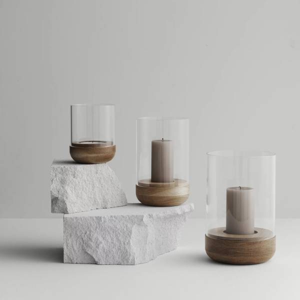 Windlicht LANTO Braun - Massivholz - 10 x 14 x 10 cm