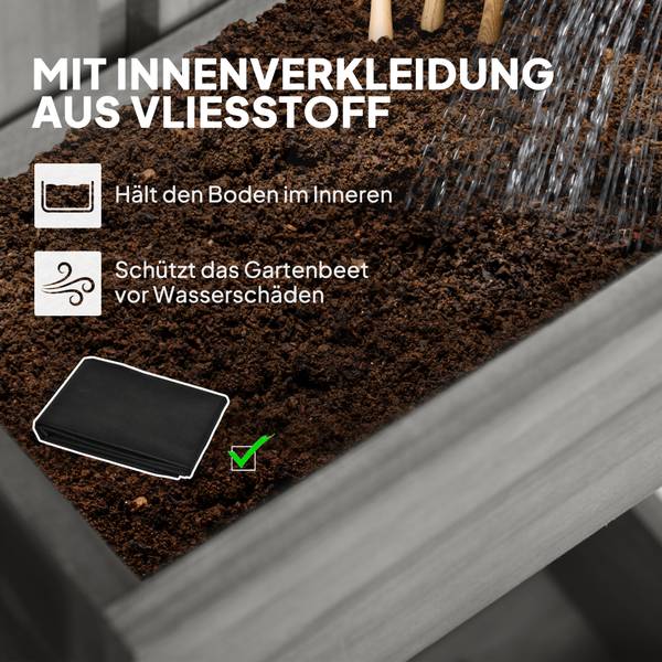 Hochbeet 845-796V00GY Grau - Massivholz - 16 x 80 x 60 cm