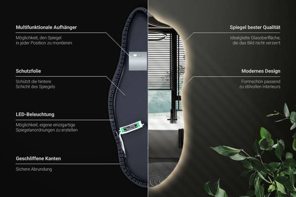 LED-Spiegel Flucto Gelb - 40 x 90 cm