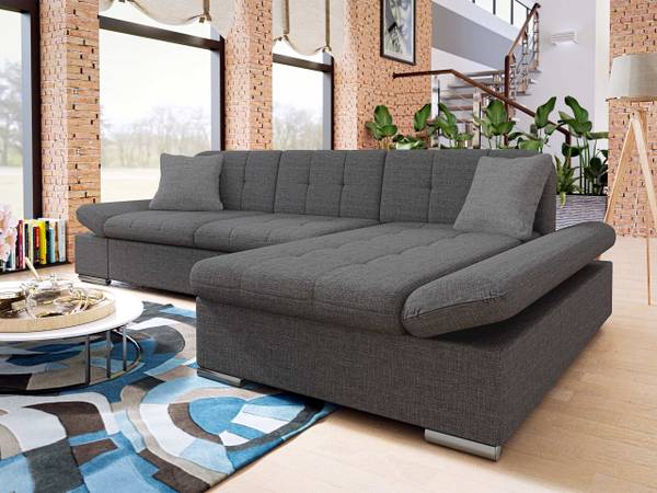 Ecksofa Montana Sale Dunkelgrau - Grau - Ecke davorstehend rechts - Webstoff