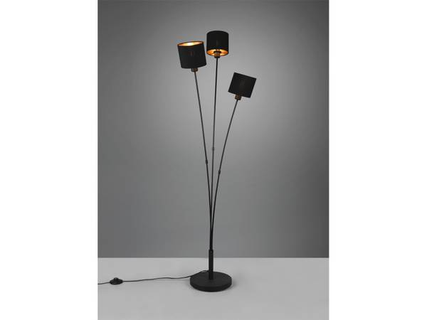 Stehlampe Stoffschirme Schwarz und Gold Schwarz - Strukturstoff - 41 x 150 x 42 cm