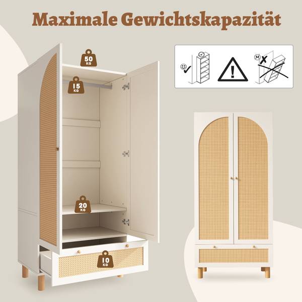 Kleiderschrank Sporophyt Weiß - Holzwerkstoff - 86 x 181 x 52 cm