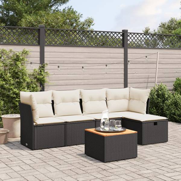 Garten Sofagarnitur 3036486-1 (6-teilig) Schwarz - Creme - Weiß