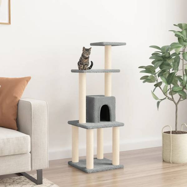 Arbre à chat 3010673 Gris - Bois manufacturé - Textile - 35 x 35 x 105 cm