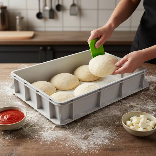 Pizzaballenbox mit Deckel Grün - Weiß - Kunststoff - 60 x 13 x 40 cm