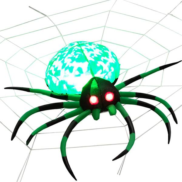 Halloween-Spinne Schwarz - Grün - Weiß - Textil - 92 x 27 x 153 cm