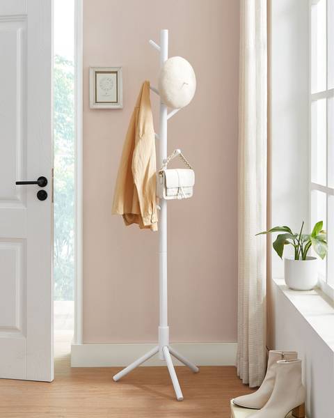 Garderobenständer VIKI Weiß - Massivholz - 47 x 175 x 47 cm