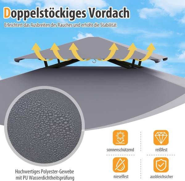 Grillpavillon ZB34509SDDE Grau - Metall - 150 x 250 x 242 cm