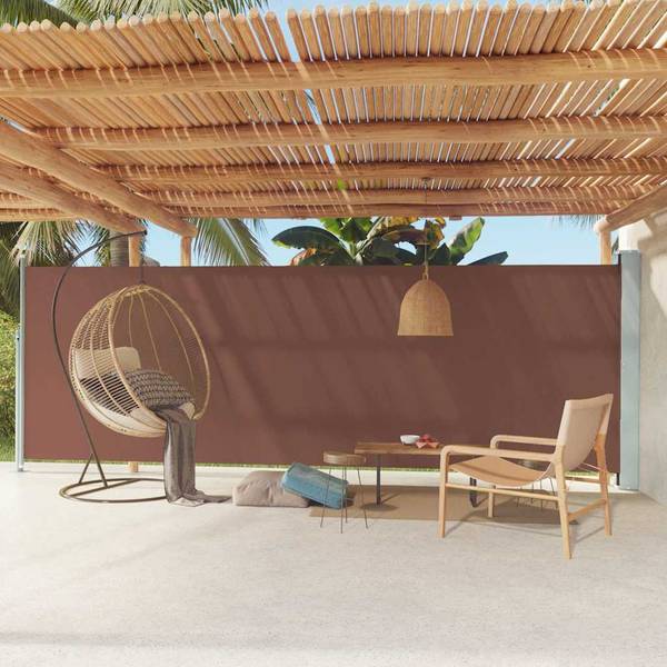 Auvent latéral 3016425-6 Marron - Polyester - Acier - 600 x 180 x 1 cm