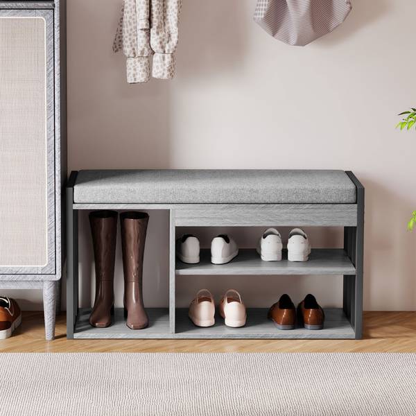Schuhbank 837-608V90GY Grau - Polyester - 30 x 46 x 86 cm