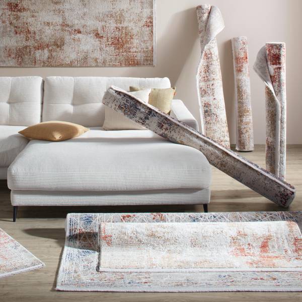 Webteppich FLORENZ 2 Grau - Holzwerkstoff - 160 x 1 x 230 cm