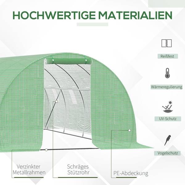 Gewächshaus 845-619V02 Grün - Kunststoff - 300 x 200 x 600 cm