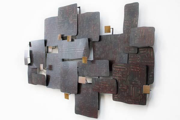 Sculpture murale Panneau Sandro Marron - Métal - 104 x 62 x 7 cm