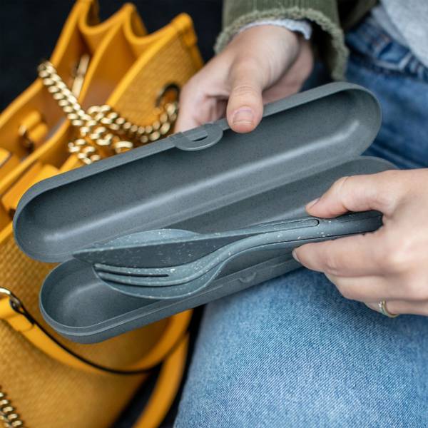 Besteckset mit Etui Klikk Ready 4-tlg. Blau - Kunststoff - Tiefe: 24 cm