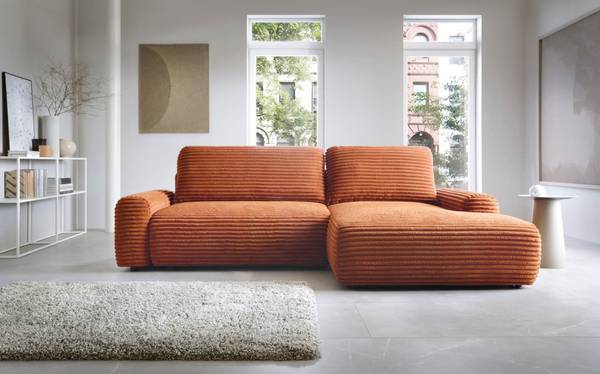 Hoekbank CORD oranje - massief hout - 264 x 85 x 162 cm