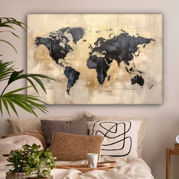 LEINWANDBILD Weltkarte Kupfer - 120 x 80 cm