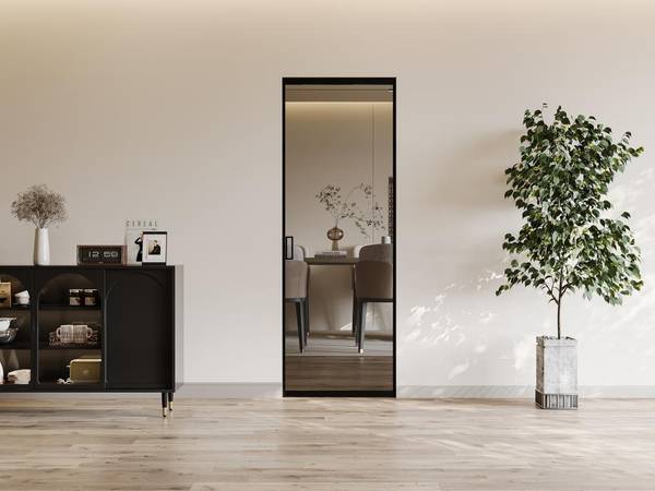 Schiebetür LINCI Schwarz - Metall - 93 x 205 x 93 cm