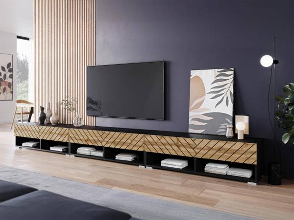 TV-Lowboard A300 MDF mit RGB Beleuchtung Braun - Grau - Holzwerkstoff - 300 x 30 x 33 cm