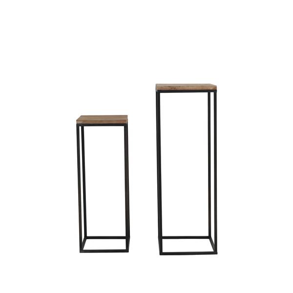 Säule Yarula Schwarz - Braun - Eisen - Stahl - 35 x 102 x 35 cm