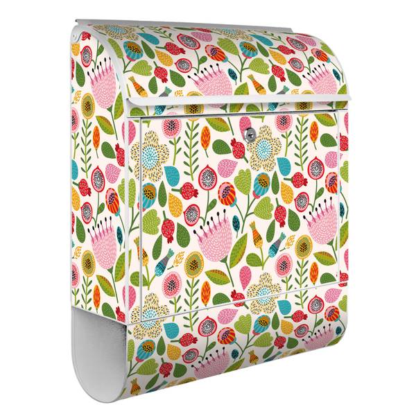 Briefkasten Stahl Rosa Kelch Hell Weiß - Stahl - 38 x 46 x 13 cm