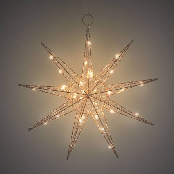 Weihnachtsstern mit warmweißen LEDs Gold - Metall - 30 x 30 x 6 cm