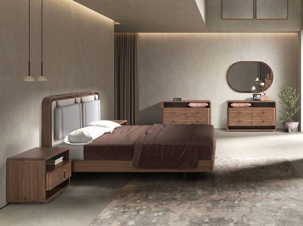 Bett 7224 Beige - Mischgewebe - Webstoff - Kiefer - Walnuss - 170 x 110 x 215 cm