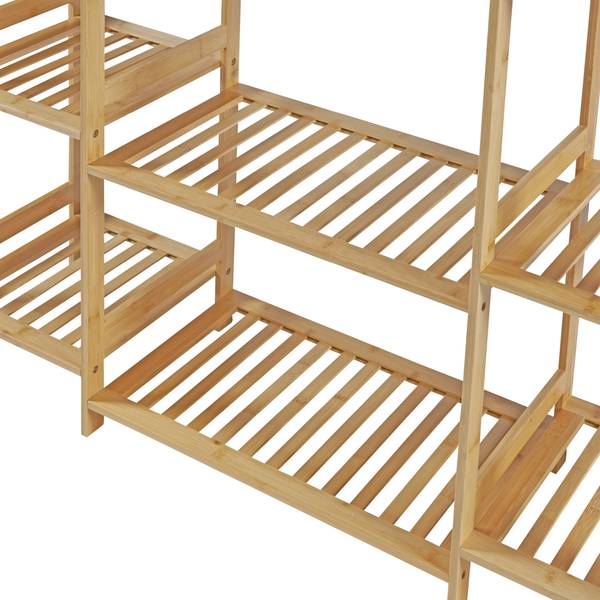 Portant à vêtements Ilomantsi Beige - Bambou - 122 x 165 x 35 cm