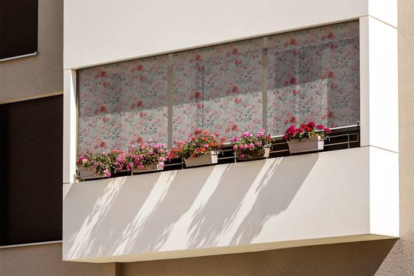 Außenrollo Flora Simplex Pink - Textil - 40 x 180 x 1 cm