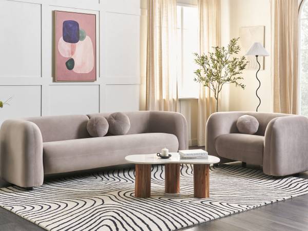 Sofa LEIREN 3-tlg Beige - Taupe - Textil