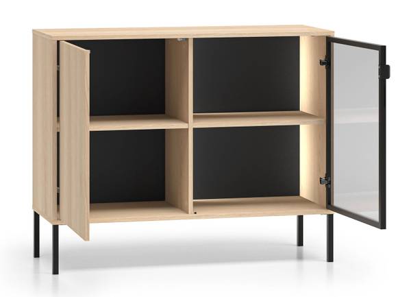 Sideboard BARNEE Schwarz - Braun - Eiche Dekor