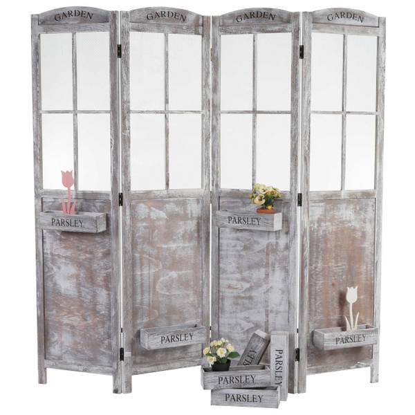Paravent M66 bruin - grijs - paulownia - 180 x 170 x 22 cm
