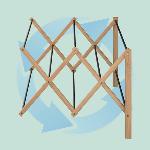 Wanddroogrek uitschuifbaar bamboe zwart - lichtbruin